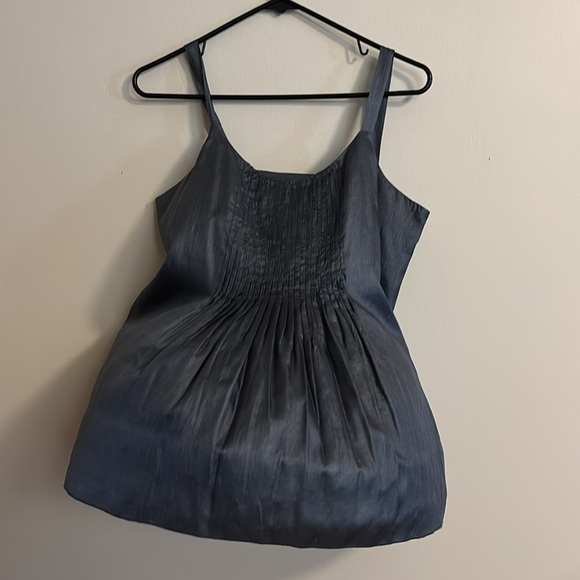 EILEEN FISHER 💯 silk and cotton lined suble sequin rusched tank size S/P - Picture 10 of 11